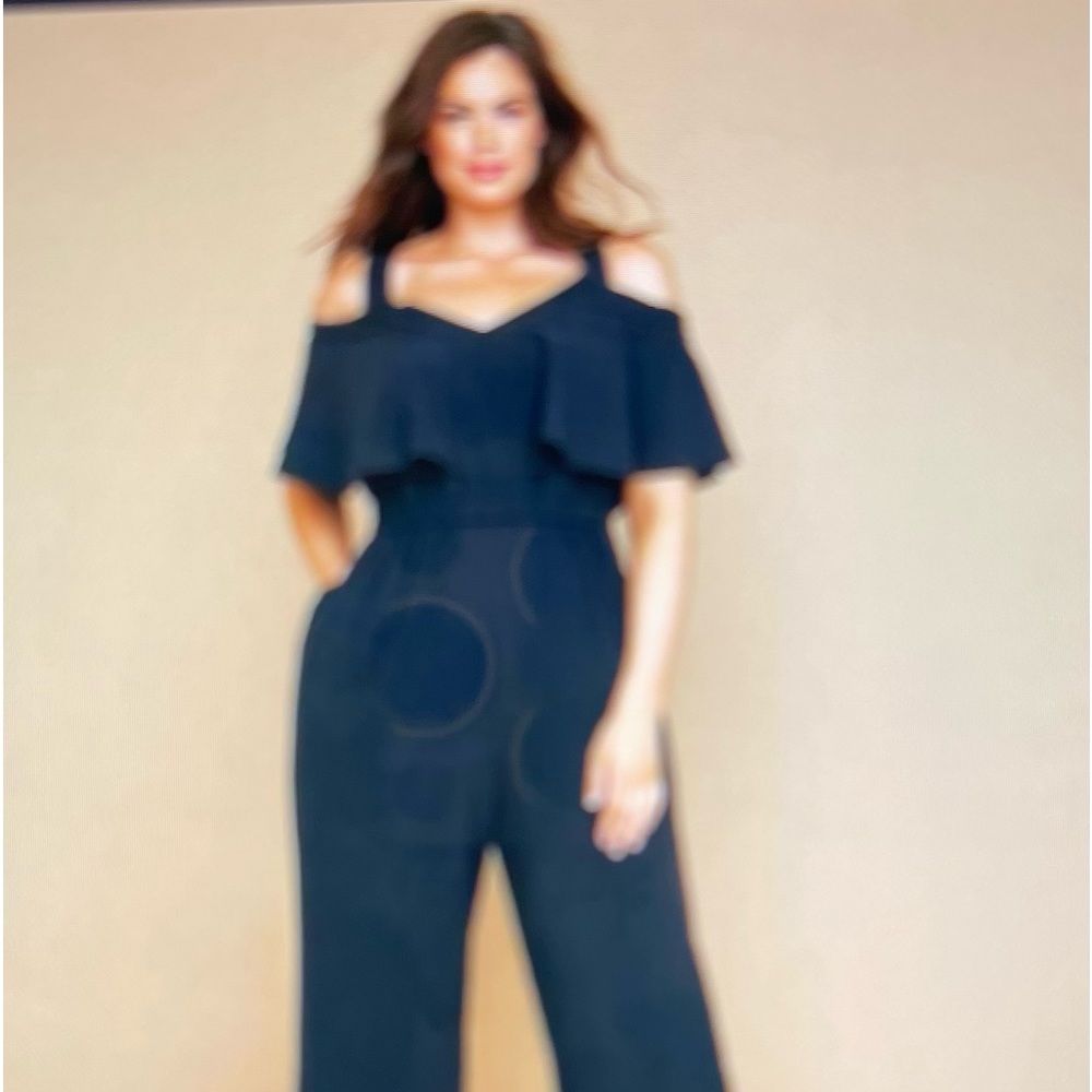 Lane Bryant Cold Shoulder Jumpsuit.  Strappy sleeve shoulder.  Black.  Size 26.